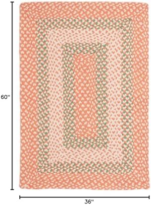 Super Area Rugs 3X5ft Farmhouse Braided Rug - Natural Soft Cotton Carpet for Living Room - Primitive Country Woven Rug - Coral/Green/Ivory - Image 2