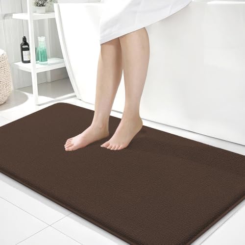 OLANLY Memory Foam Bathroom Runner Rugs 44x24, Absorbent Long Mat, Brown by OLANLY