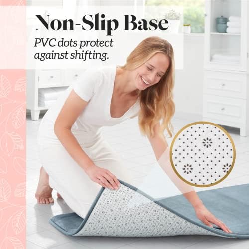 Memory Foam Bath Mat Non Slip Absorbent Super Cozy Velvet Bathroom Rug Carpet (22 inches X 42 inches, Smoke Blue) - Image 6