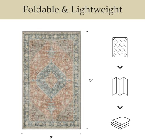 GENIMO Indoor Outdoor Rug, Washable for Patio and Deck, Aqua Coral, 3x5 - Image 2