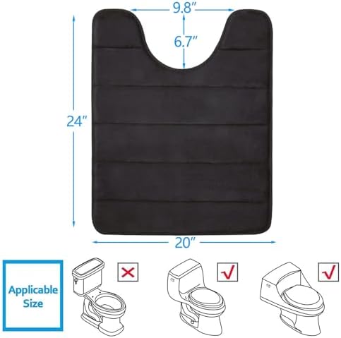 Buganda Memory Foam U-Shaped Toilet Rugs 24 x 20, Absorbent Bathroom mat - Image 2