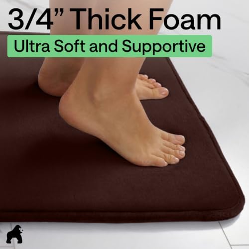 GORILLA GRIP® Memory Foam Bath Rug for Bathroom, 48x24 Brown - Image 4