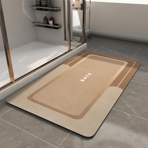 MontVoo Bath Mat-Bath Mat Rug Non Slip Super Absorbent Stain Resistant Quick Dry Thin Bathroom Rug-Bath Mats for Bathroom Floor Bathtub Vanity-Bathmat Bath Rug Easy Care-24"x35" Brown by MontVoo
