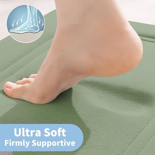 Cupic Cupid Memory Foam Bath Mat 24"×36", Non Slip Bathroom Rugs，Sage Green - Image 3