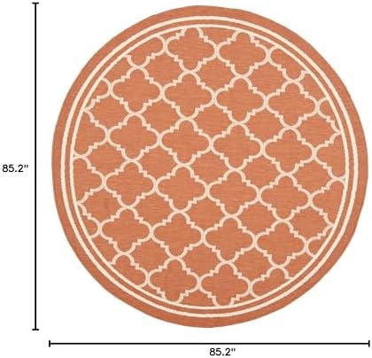 SAFAVIEH Washable Rug Outdoor Courtyard Collection - 7'10" Round, Terracotta & Bone, Non-Shedding & Easy Cleaning, Ideal for Patio, Backyard, Mudroom (CY6918-241) - Image 4