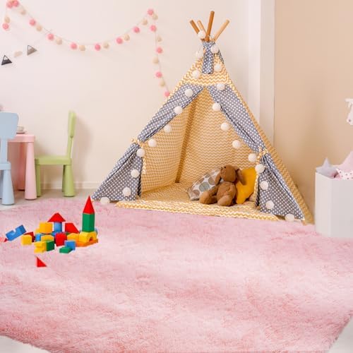 Topmaxcs Pink 5x7 Fluffy Area Rugs: Furry Cute Bedroom Rugs - Image 3