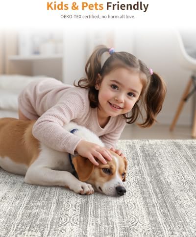 Miukiki 8x10 Area Rug for Living Room, Washable Soft Non Slip Rug Grey - Image 7