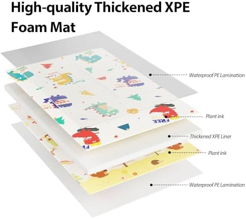 XVISHX Baby Play Mat, 74 x 50 Inch Play Mat Perfect for Use Baby Playpen, Foldable Baby Foam Playmat for Floor, Portable Waterproof Activity PlayMats for Babies, Infants and Toddlers - Image 3
