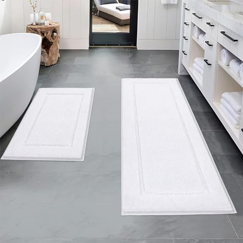 Pauwer Bathroom Rugs Sets 2 Piece, Non Slip Washable Bath Mat, White by Pauwer