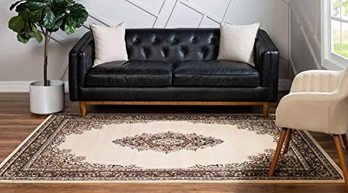 Unique Loom Reza Collection Traditional Persian Style Area Rug, 6 x 9 ft, Ivory/Brown - Image 3