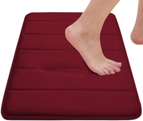 RUN HELIX Burgundy Bathroom Rugs Sets 3 Piece Memory Foam Non Slip Bath Mats for Bathroom Floor and U-Shaped Contour Toilet Rug, Soft Washable Bathroom Mats and Rugs Sets for Toilet Shower Sink - Image 3