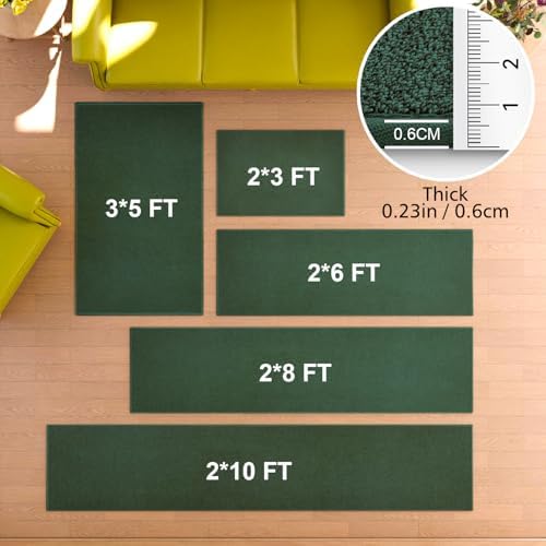 Runner Rug with Non Slip Rubber Backing 2' * 8', Washable Soft Floor Carpet for Kitchen, Hallway, Entryway Indoor, Bedroom, Laundry, Low Pile Area Rugs, Solid Color with Pointillism Style, Green - Image 4