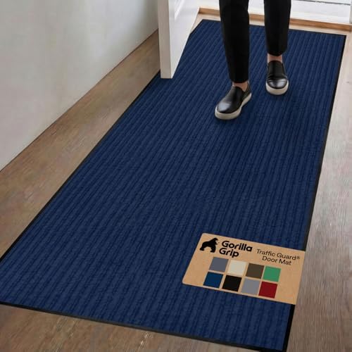 GORILLA GRIP Traffic Guard Indoor Outdoor Heavy Duty Door Mat, 70x24 Blue by GorillaGrip