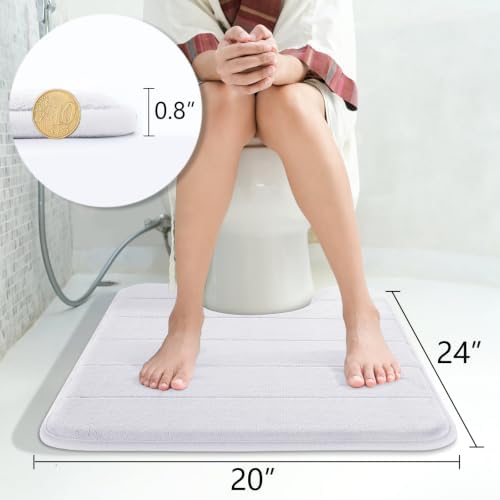 Yimobra Memory Foam Toilet Bath Mat U-Shaped, Soft and Comfortable, Super Water Absorption, Non-Slip, Thick, Machine Wash and Easier to Dry for Bathroom Commode Contour Rug, 24 X 20 Inches, White - Image 2