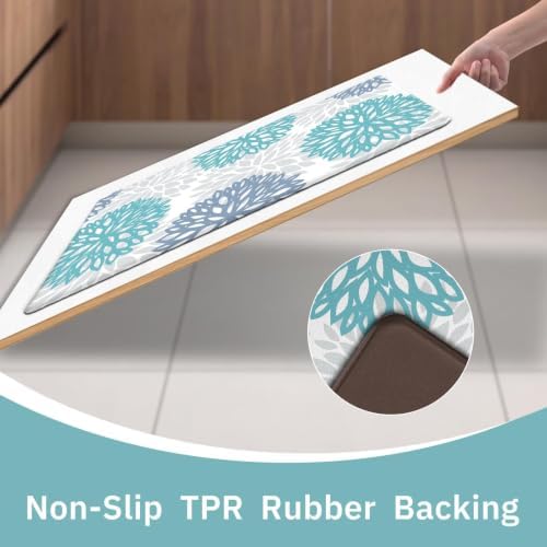 Teal Kitchen Mats Set of 2 Cushioned Anti Fatigue Kitchen Rugs Non Slip Waterproof Runner Memory Foam Kitchen Floor Mat Comfort Standing Mat for Sink,Office,Laundry - Image 5