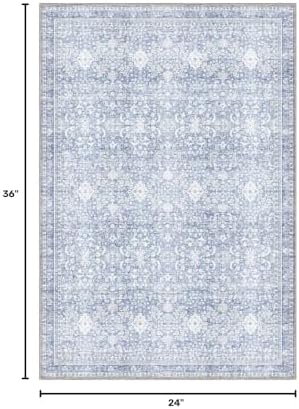 Sasttie 2x3 Area Rugs, Ultra-Soft Washable Rug for Living Room, Light Blue - Image 2