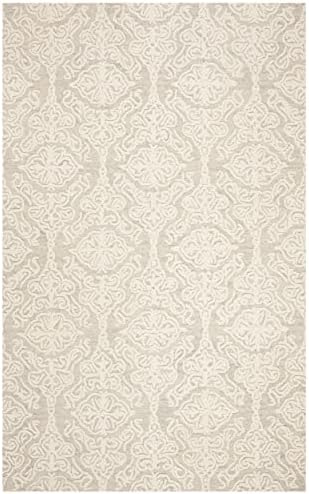 SAFAVIEH Blossom Collection 6' x 9' Silver/Ivory BLM112G Handmade Premium Wool Living Room Dining Bedroom Area Rug - Image 3