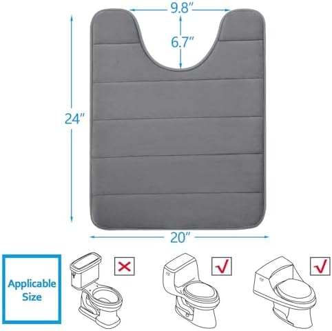 Buganda Memory Foam U-Shaped Toilet Rugs 24 x 20, Absorbent Bathroom mat - Image 2