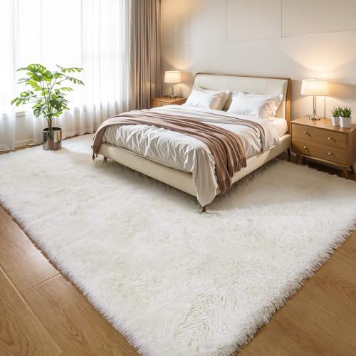 3x5 Cream White Fluffy Shag Rug for Girls Bedroom, Plush Carpet - Image 6
