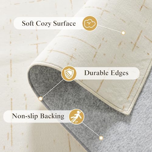 LIANLAM Washable Rug Area Rugs for Living Room - Stain Resistant Non-Slip Backing Boho Rug for Bedroom,Durable & Ultra-Thin Vintage Large Area Rug(8' x 10',White) - Image 7