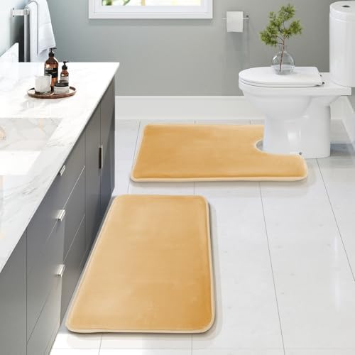 Clara Clark Bathroom Rugs, Velvet Memory Foam Bath Mat, Non-Slip Bath Rugs, Machine Wash, Dries Quickly, Ultra Soft Plush Bath Mats for Bathroom, by ClaraClark