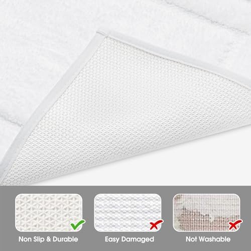HOMEIDEAS White Bathroom Rugs Set of 3, Non Slip Bath Mats - Image 5
