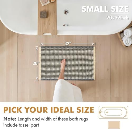 MIULEE Set of 2 Waffle Bathroom Rugs Dark Grey&Yellow Bath Mat 20x32 Inch - Image 2