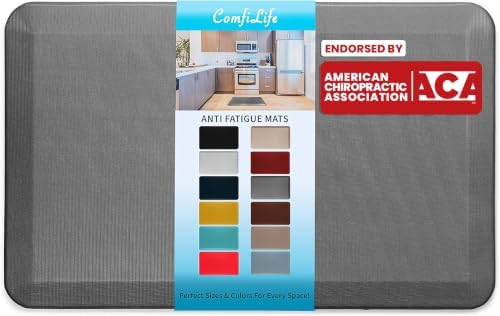 ComfiLife Anti Fatigue Floor Mat – 3/4 Inch Thick Kitchen Mats for Floor, Standing Desk Mat, Kitchen Rug – Comfort at Home, Office – Durable – Stain Resistant – Non-Slip Bottom (24" x 70", Gray) by ComfiLife