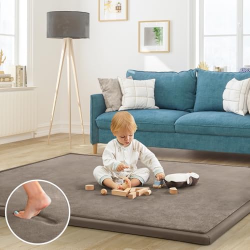 Baby Play Mat for Floor Nursery Rug Muscle Mat Area Rug Playroom Rug 59"x71" Playpen Mat Elastic Foam 1.3" Thick Crawling Mat for Babies,Toddlers, Infants, Kids,Camel - Image 2