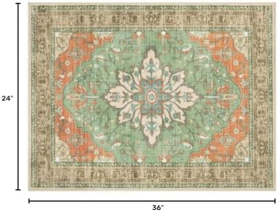 Washable 2x3 Entry Rug, Floral Vintage Design Area Rug,Non Slip Laundry Room Floor Carpet,Stain Resistant, for Living Room Bedroom Dining Room Kitchen - Image 2