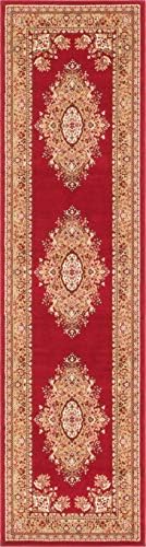 Unique Loom Reza Collection Traditional Persian Style Area Rug, 2 ft 7 in x 10 ft, Burgundy/Ivory by UniqueLoom