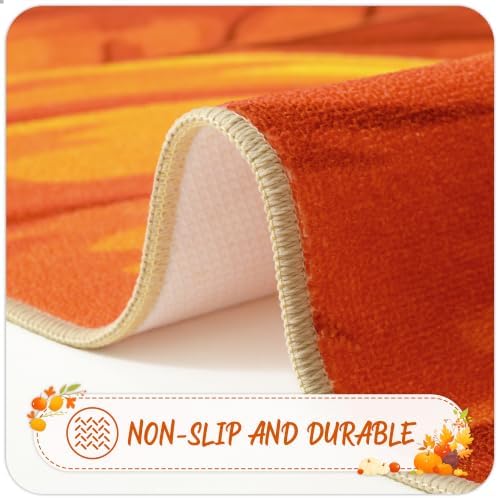 Fall Kitchen Rugs Runner 2.6'x10', Thankful Pumpkin Mats for Hallway - Image 4