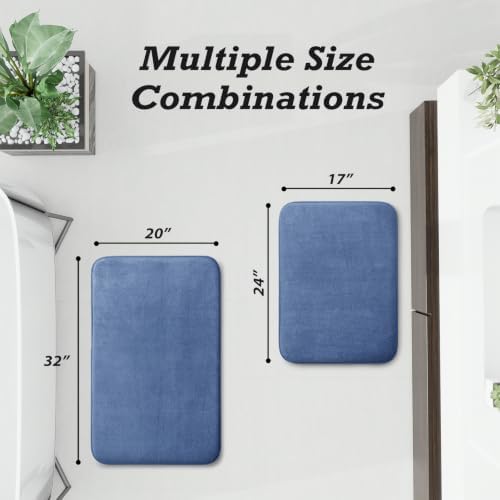 HUXMEYSON Bathroom Rugs Sets 2 Piece, Non-Slip & Quick Dry Bath Mat Set, Ultra Soft Velvet Bath Rugs for Bathroom, Toilet and Shower Floor, Dusty Blue - Image 2