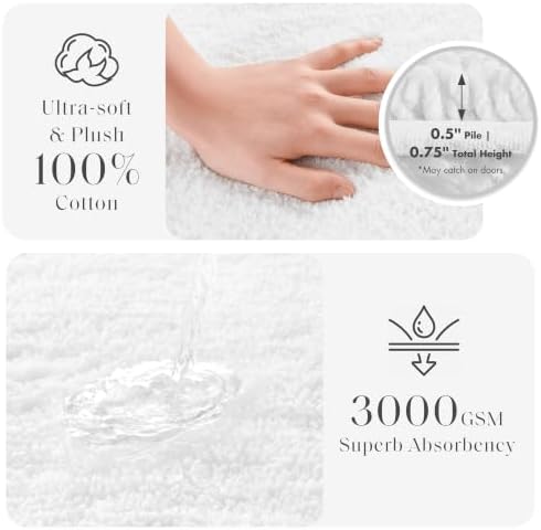 Madison Park Splendor Reversible 100% Cotton Bath Rug, 24 x 44, White - Image 3