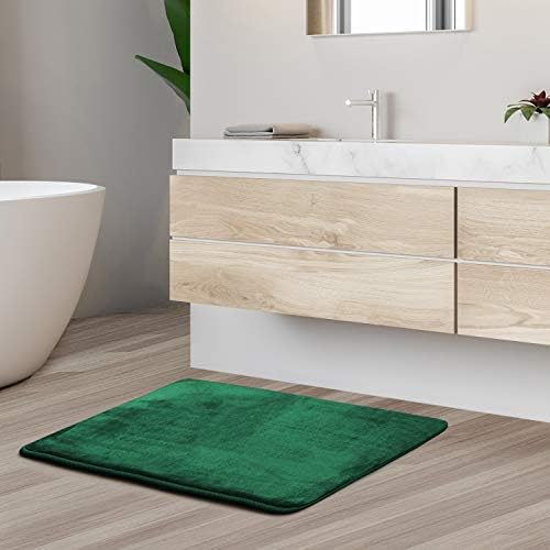 Clara Clark Bathroom Rugs, Velvet Memory Foam Bath Mat, Non-Slip, Machine Washable Bath Rugs - Dries Quickly, Ultra Soft Plush Bath Mats for Bathroom, 17 x 24, Hunter Green - Image 2
