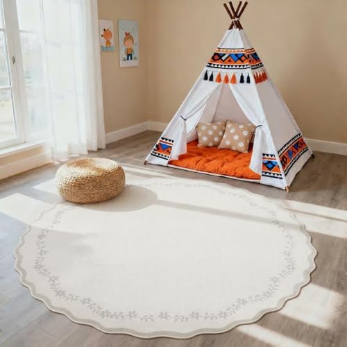 GarveeHome Large Round Rug 8ft Scalloped Washable Circle Living Room Rug - Image 3