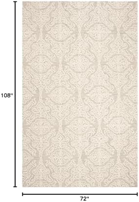 SAFAVIEH Blossom Collection 6' x 9' Silver/Ivory BLM112G Handmade Premium Wool Living Room Dining Bedroom Area Rug - Image 2