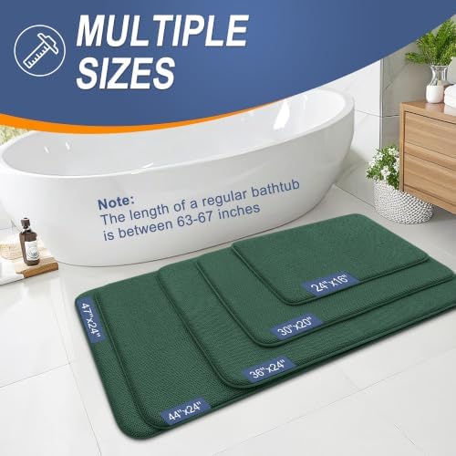 OLANLY Memory Foam Bathroom Runner Rugs 47x17, Long Mats, Blackish Green - Image 5