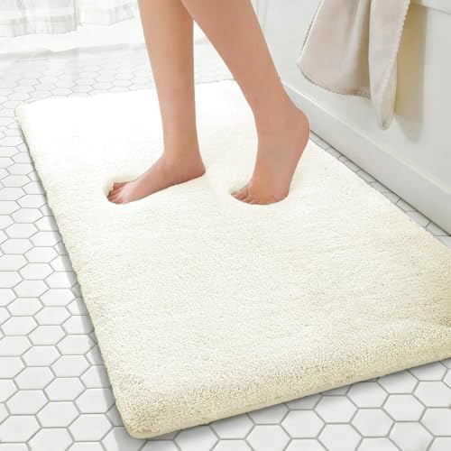MINIDEAR Bathroom Rugs 44x24 Cream - Thick Memory Foam Bath Mat, Ultra Soft & Plush Fluffy, Non-Slip, Quick Dry, Absorbent Washable Floor Microfiber Mat for Tub, Home Decor Accessories by MINIDEAR