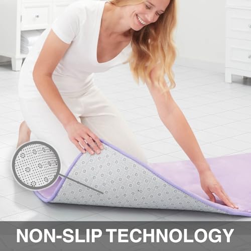 Memory Foam Bath Mat Non Slip Absorbent Super Cozy Velvet Bathroom Rug Carpet (17 inches X 24 inches, Lavender) - Image 3