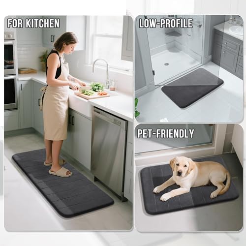 Yimobra Large Bath Mat 36"x24", Super Soft Quick Dry Memory Foam Bathroom Rug, Water Absorbent, Non Slip Backing Machine Washable for Tub Shower, Thick Comfort Support, Dark Gray - Image 6