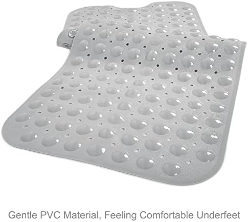 TEESHLY Bathtub Mats for Shower Tub, Extra Long Non-Slip 39 x 16 Inch Bath Mat with Drain Holes and Suction Cups, BathMat for Bathroom with Machine Washable (Opaque Gray) - Image 6