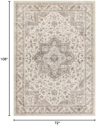 cotiled 6x9 Area Rug for Living Room, Washable, Traditional, Light Brown - Image 2