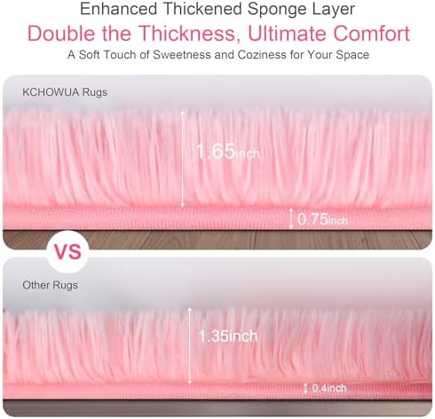 KICHOWUA 4x6 Thick Pink Fluffy Shag Plush Washable Rug for Girls Bedroom - Image 3