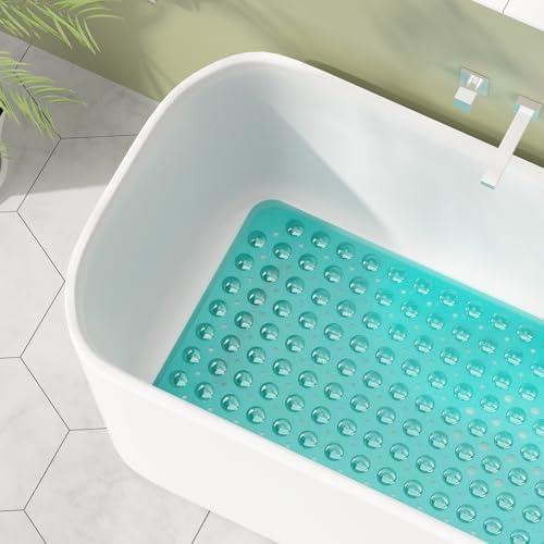 AmazerBath Shower Mat Non Slip 40 x 16 Inches, Shower Stall Mats with Suction Cups and Drain Holes, Non Slip Bath Mat for Tub for Elderly & Kids, Clear Green - Image 3