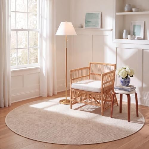 SAFAVIEH Natural Fiber Round Rug 6' Sisal Textured, Marble & Beige NF143C by Unknown