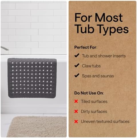 GORILLA GRIP Bath Tub Shower Mat, Bathtub Floor Liner, 35x16 Charcoal - Image 5