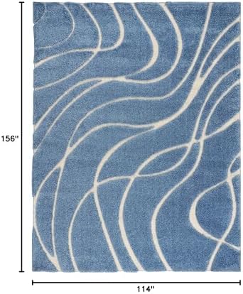 SAFAVIEH Florida Shag Rug 9'6"x13', Soft Light Blue & Cream SG471-6011 - Image 2