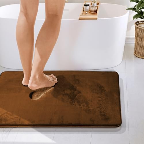 Clara Clark Bathroom Rugs, Velvet Memory Foam Bath Mat, Non-Slip Bath Rugs, Machine Wash, Dries Quickly, Ultra Soft Plush Bath Mats for Bathroom, 24 x 36, Brown - Image 4