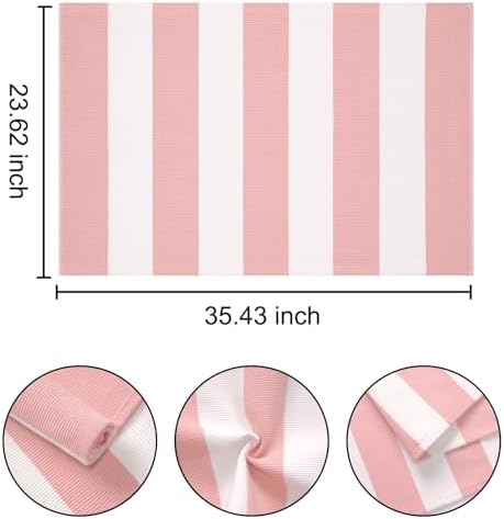Pink and White Front Door Mat Outdoor 2'x3'Washable Layered Doormat - Image 2